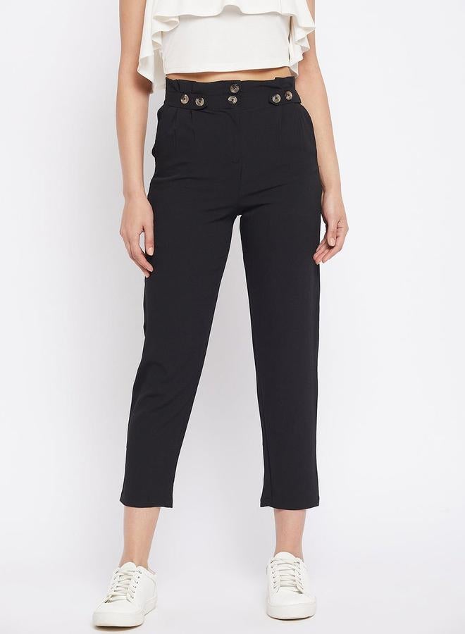 WineRed Women Black Regular Fit Trousers - Image 4